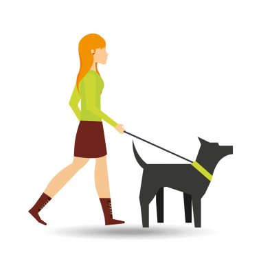 Kız askısı ile gri bir köpek yürüyüş