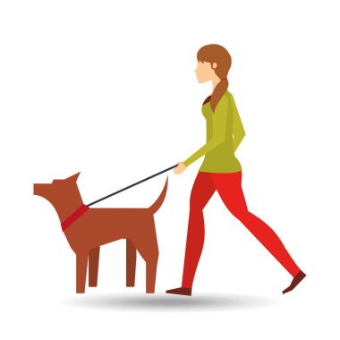 Kız kahverengi bir köpek yürüyüş