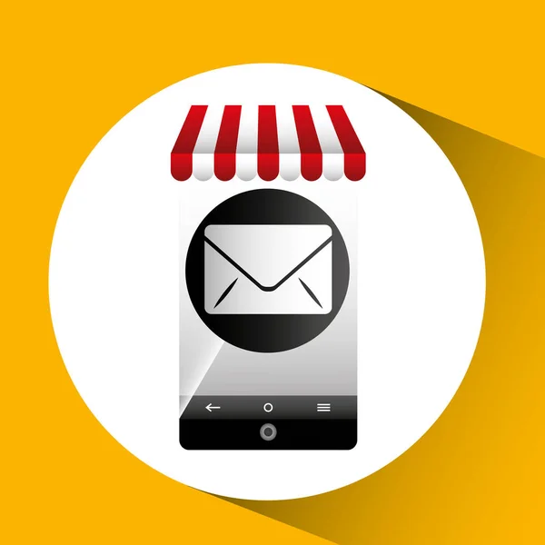Mão segurando e-shopping design de e-mail — Vetor de Stock