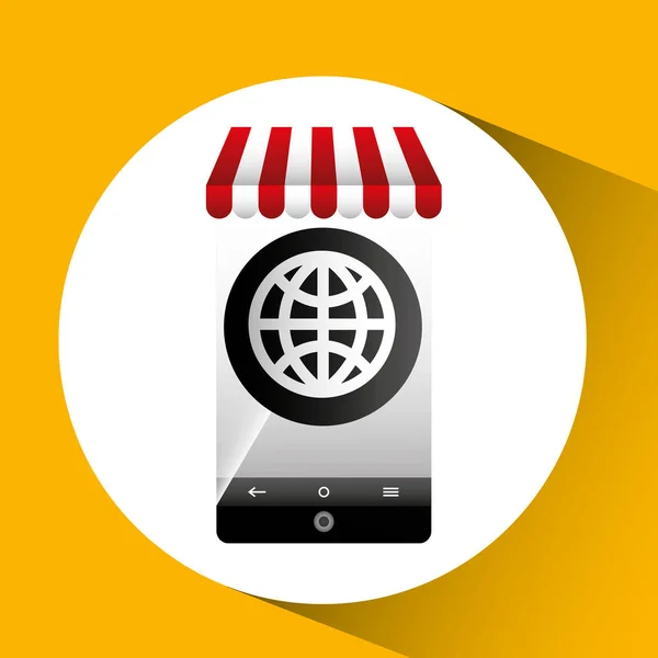 Hand met globe ontwerp e-shopping — Stockvector