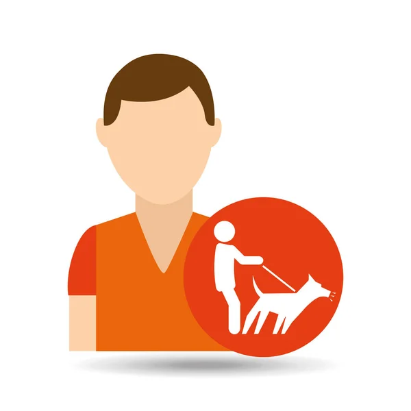 Personagem animal de estimação caminhada cão de treinamento — Vetor de Stock