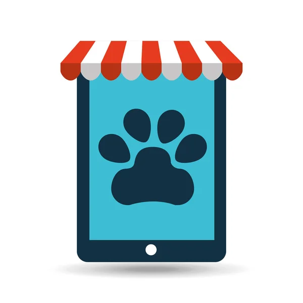 Online dierenwinkel en poot — Stockvector