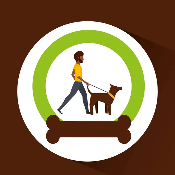 Mężczyznę idącego brązowy pies — Wektor stockowy