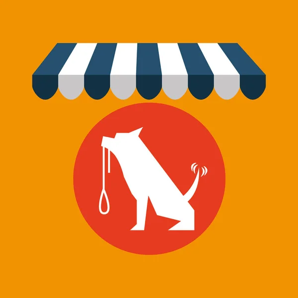 Tienda de mascotas con entrenamiento para perros — Vector de stock