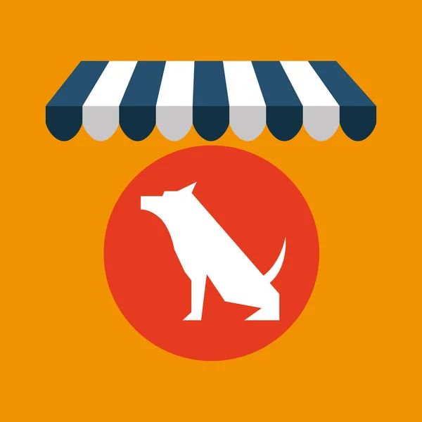 Pet shop s pes sedící — Stockový vektor