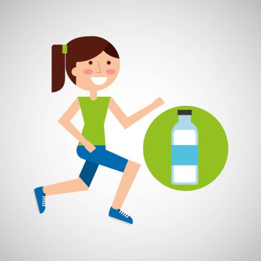 Kız jogger şişe su sağlıklı yaşam tarzı
