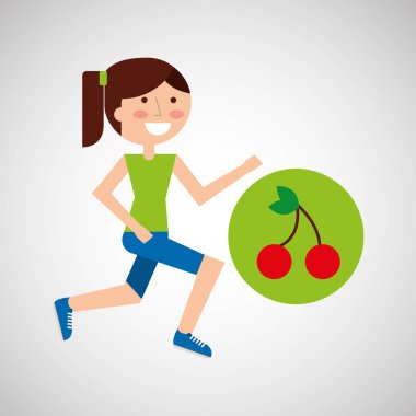 Kız jogger kiraz sağlıklı yaşam tarzı