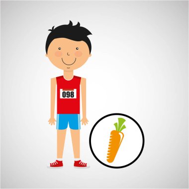 çizgi film çocuk atlet havuç ile