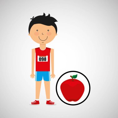 çizgi film çocuk atlet apple ile