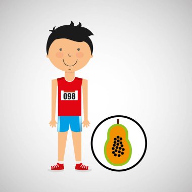 yarısı çocuk atlet papaya ile çizgi film