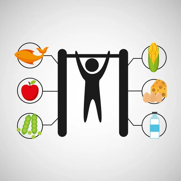 スポーツ男体操栄養健康 — ストックベクタ