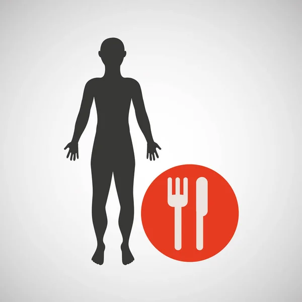 Silhouette homme fitness nutrition santé — Image vectorielle