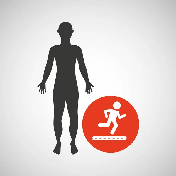 Silhouette man fitness running — Stock Vector