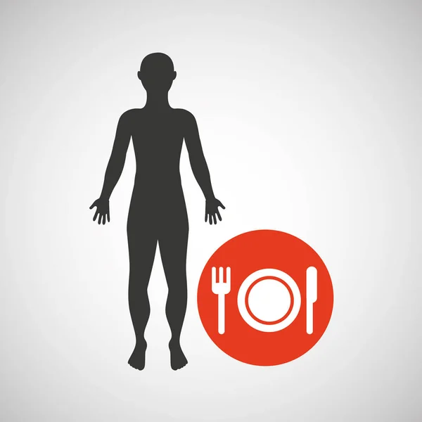 Silhouette homme fitness menu santé — Image vectorielle