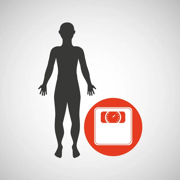 Silhouette man fitness weight scale — Stock Vector