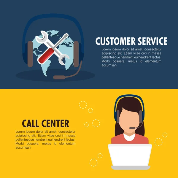 Call center customer service — Stock Vector