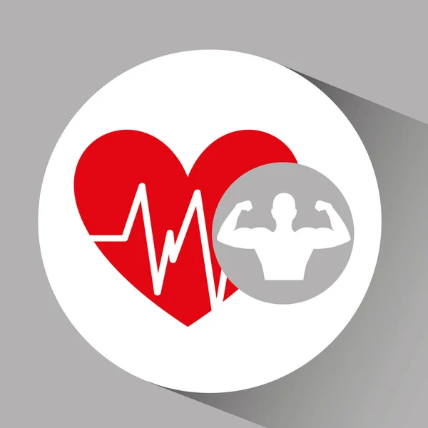 Silhouette man bodybuilder heart rate — Stock Vector