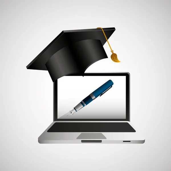 Online education concept writing pen design — Stock Vector