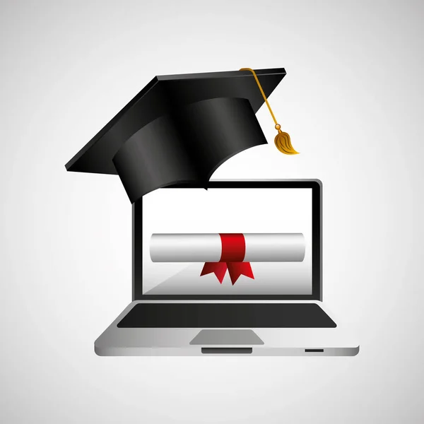 Online Eğitim kavramı sertifika diploma simgesi — Stok Vektör