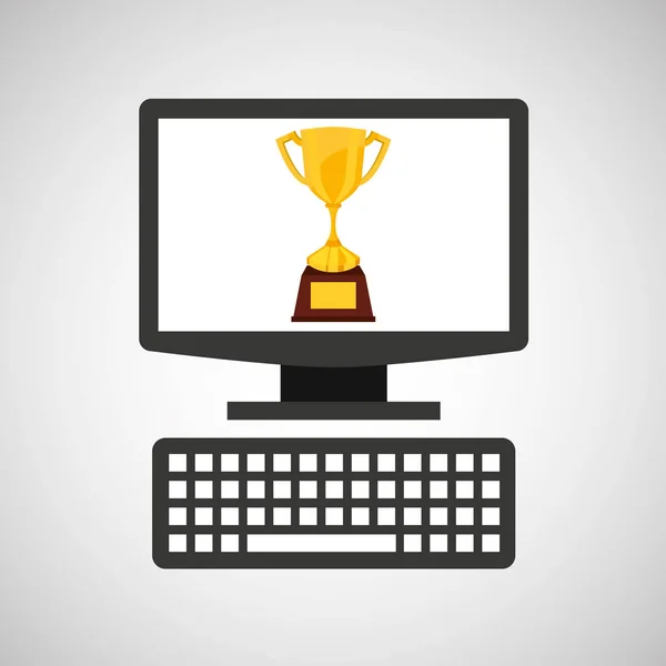 Troféu vencedor da tecnologia de educação online — Vetor de Stock