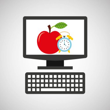 Online Eğitim teknolojisi saat ve elma