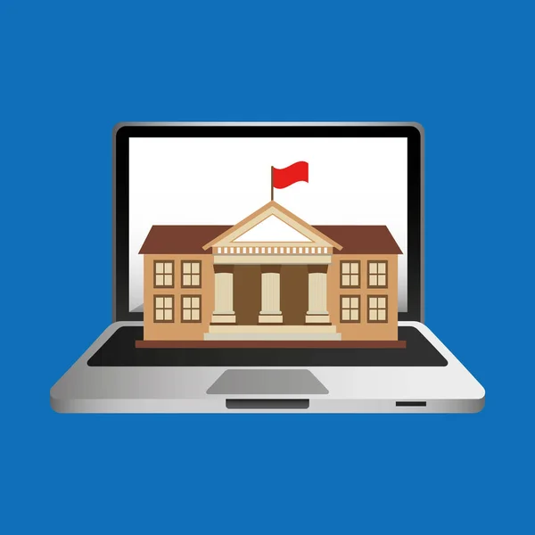 Online education concept college building — Stock Vector