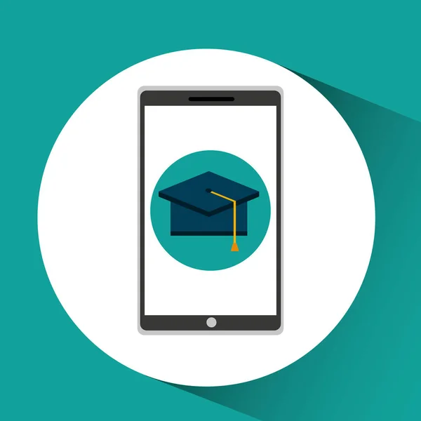Σχολείο αποφοίτησης online εκπαίδευση app κορίτσι — Διανυσματικό Αρχείο