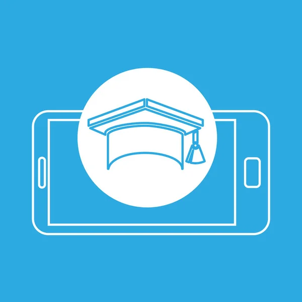 キャップ卒業モバイル デバイス教育 — ストックベクタ