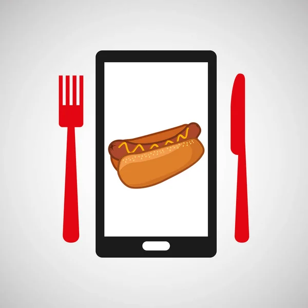 Smartphone bestellt Fast Food online — Stockvektor