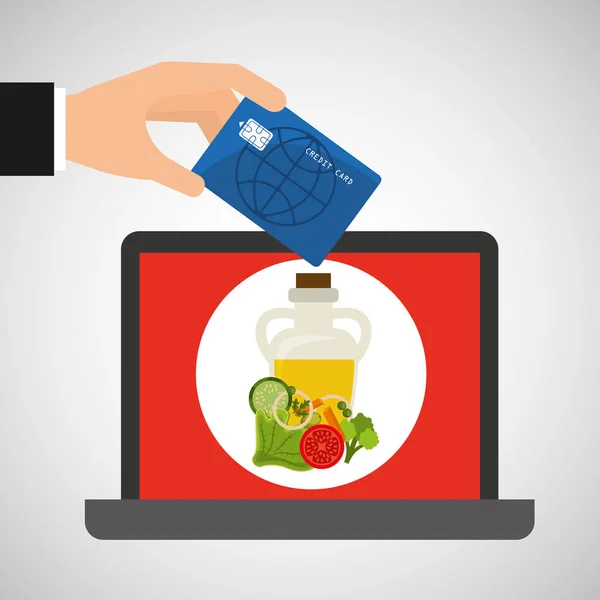 Alışveriş online kavramı sipariş taze yiyecek — Stok Vektör