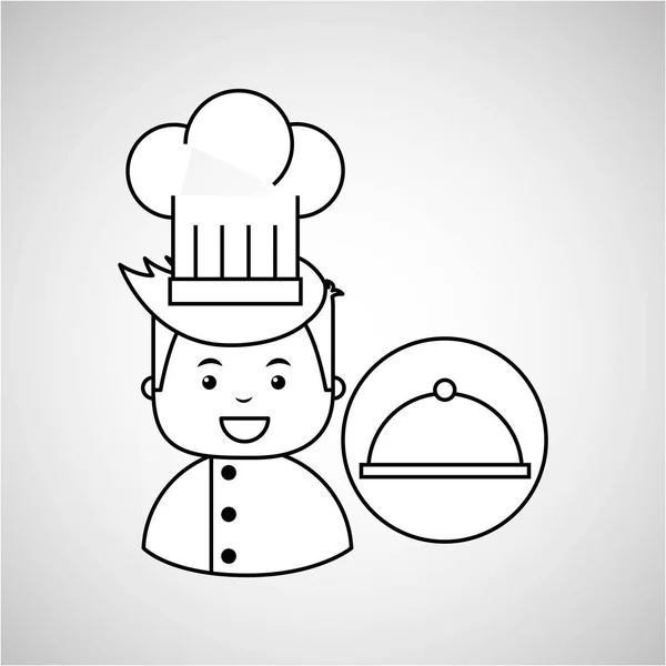 Cartone animato chef gourmet vassoio cibo — Vettoriale Stock