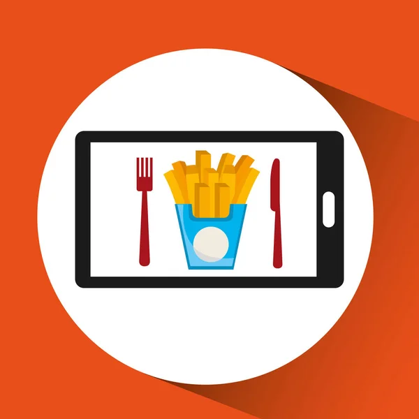 Smartphone orden papas fritas comida en línea — Archivo Imágenes Vectoriales