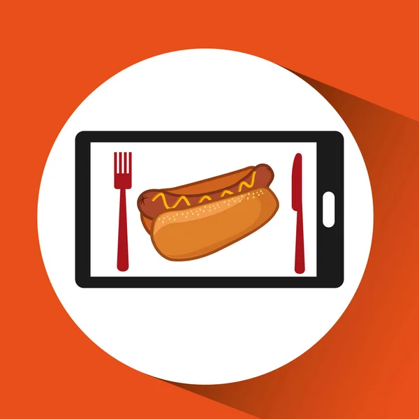 Smartphone bestellt Fast Food online — Stockvektor