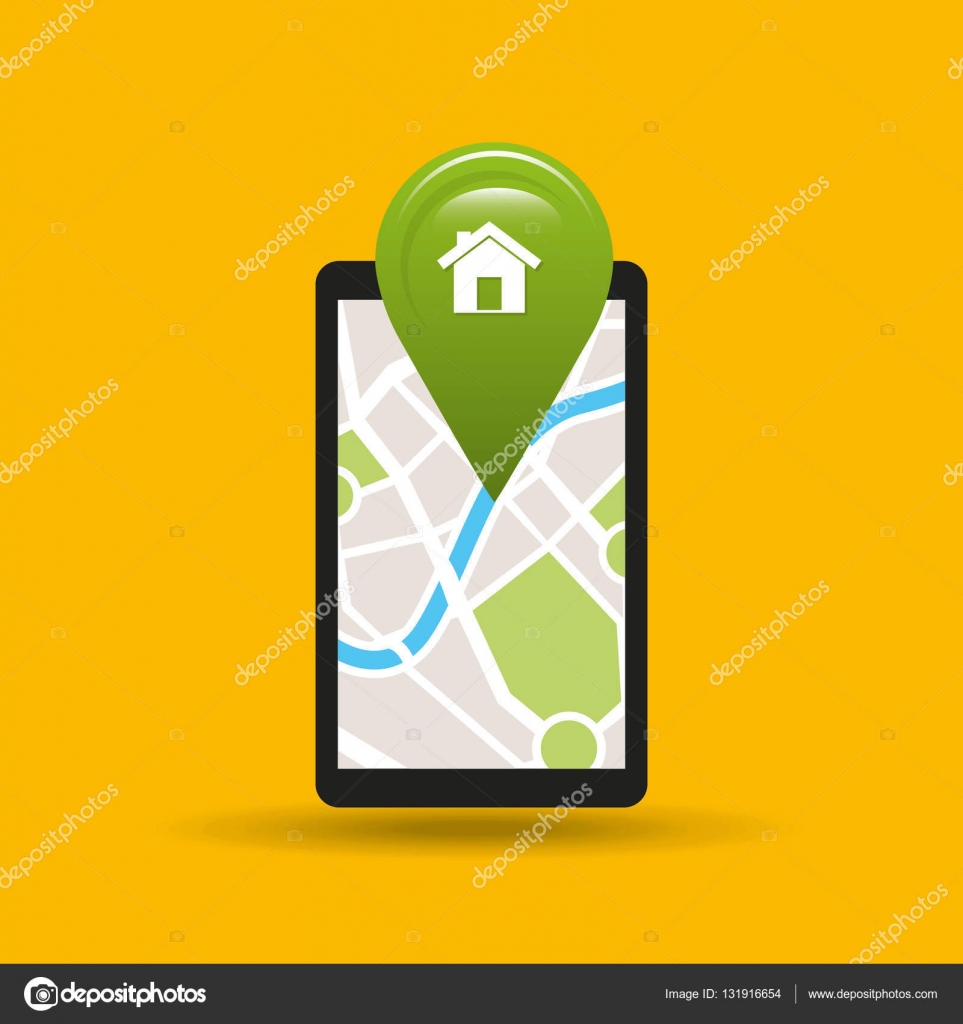 Hand Halt Handy Navigations App Nach Hause Stockvektor