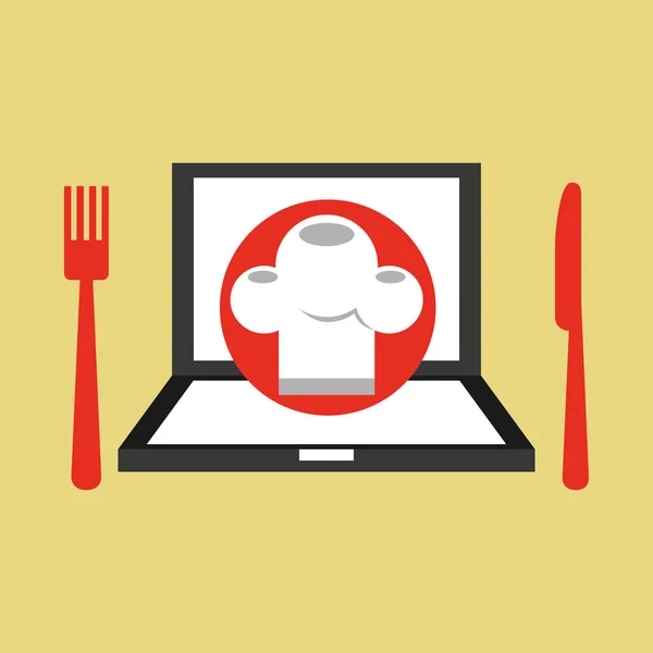 노트북 배달 음식 응용 프로그램 — 스톡 벡터