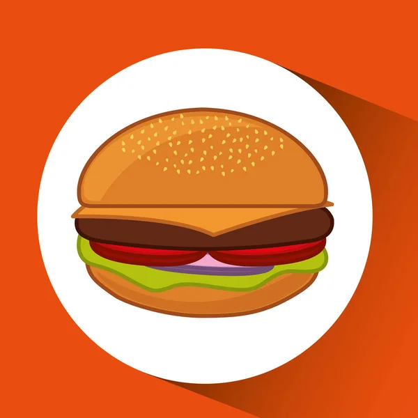 Design de carte hamburger fast food concept broche — Image vectorielle