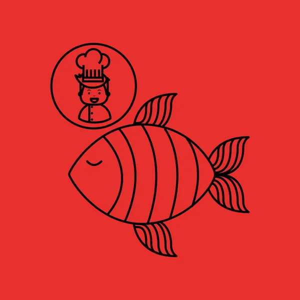 Kreslený chef gurmán čerstvých ryb — Stockový vektor