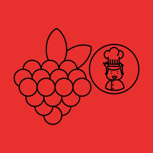 Dibujos animados chef gourmet uva — Archivo Imágenes Vectoriales