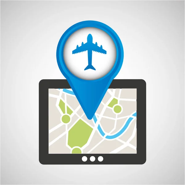 Mobile device airport gps map — Stock Vector