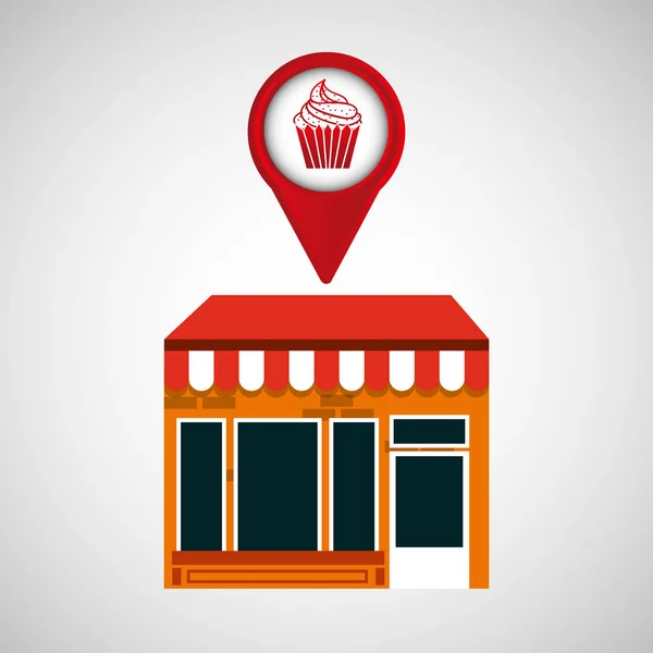 Téléphone portable dessert magasin localisateur — Image vectorielle