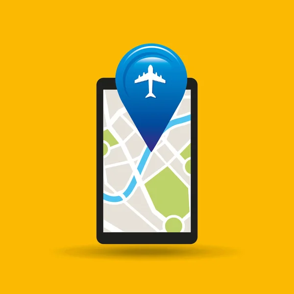 手を保持する電話ナビゲーション アプリ空港 — ストックベクタ