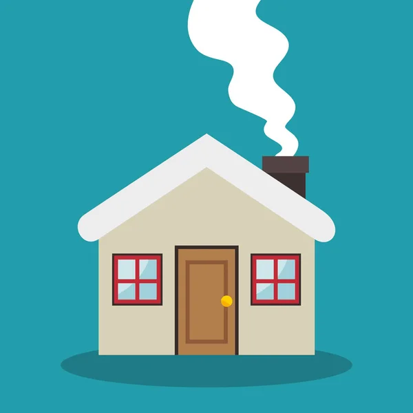Милый дом с дымоходом — стоковый вектор