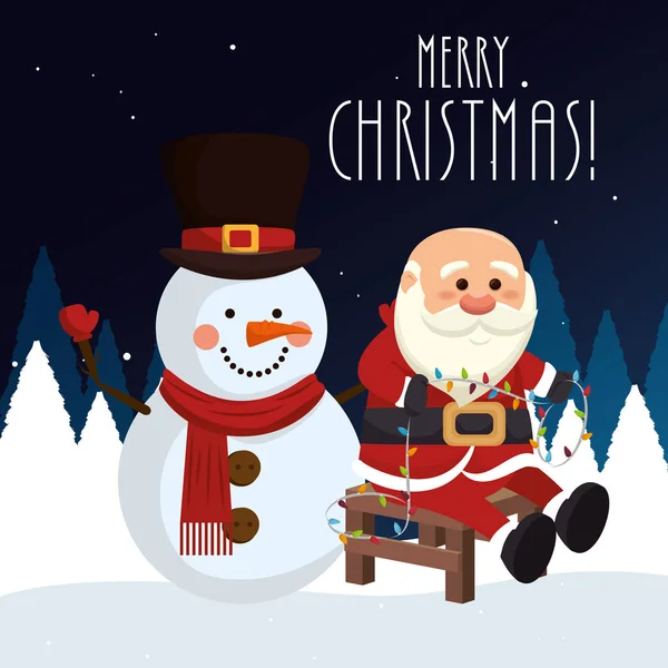 Feliz feliz feliz Navidad santa claus carácter — Vector de stock