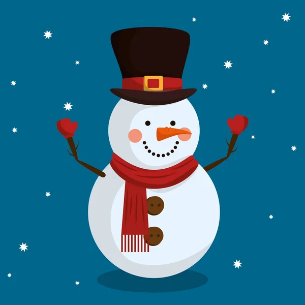 Happy merry christmas snowman character — Stock Vector