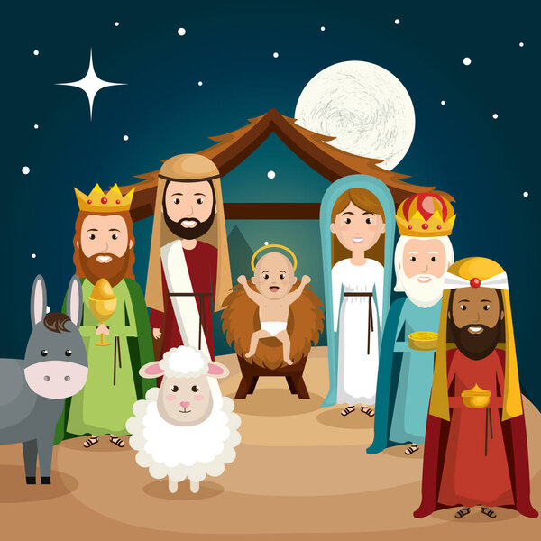 happy merry christmas manger character
