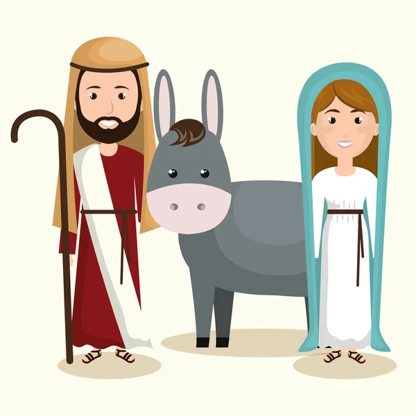 Happy merry christmas manger character — Stock Vector