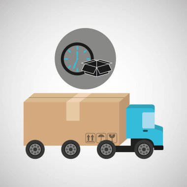 teslimat kamyonu kavramı kutu ve saat simgesi