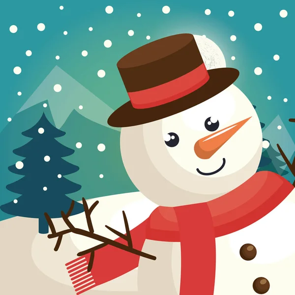 Felice Natale pupazzo di neve personaggio — Vettoriale Stock