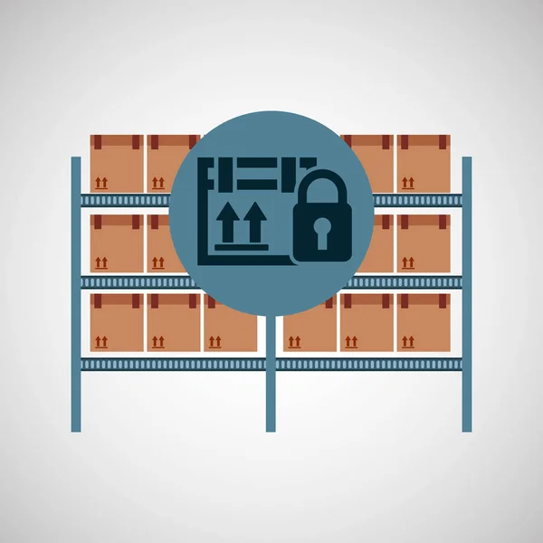 Warehouse box padlock security icon — Stock Vector