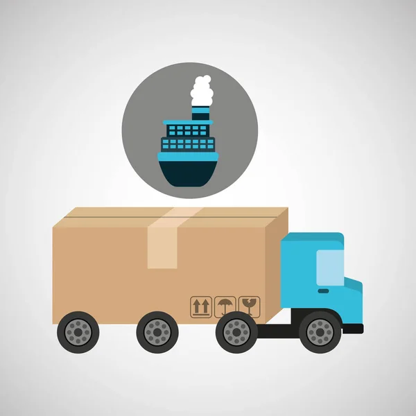 配信トラック コンセプト貨物海上輸送 — ストックベクタ